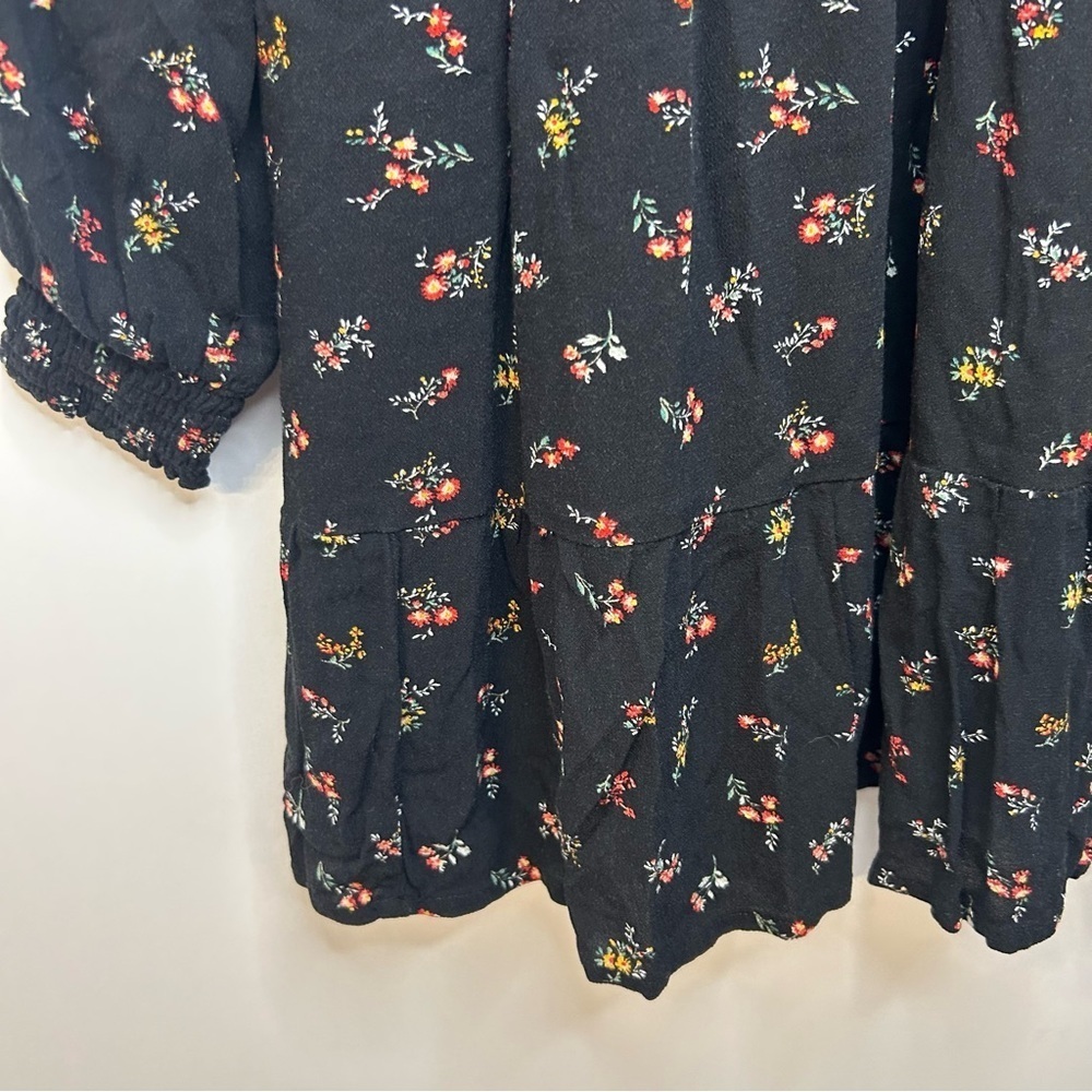 American Eagle Women’s Smocked Black Floral Long Sleeve Mini Dress, Size XS - Picture 5 of 7